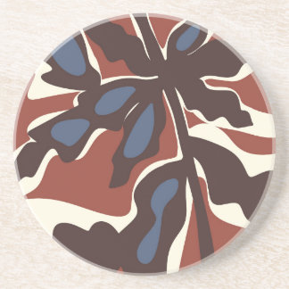 Abstract Retro Leaf Motif  Coaster