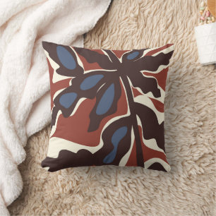 Abstract Retro Leaf Motif Cushion