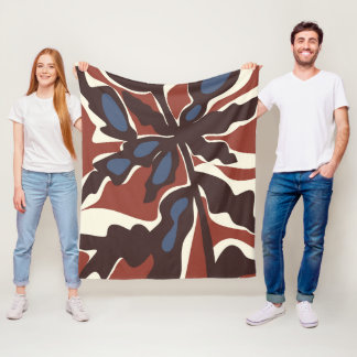 Abstract Retro Leaf Motif  Fleece Blanket