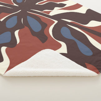 Abstract Retro Leaf Motif  Sherpa Blanket