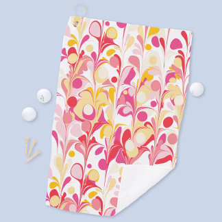 Abstract Retro Marble Pattern Pink Golf Towel
