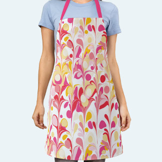 Abstract Retro Marble Pattern Pink Red Yellow Apron