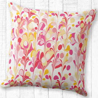 Abstract Retro Marble Pattern Pink Red Yellow Cushion