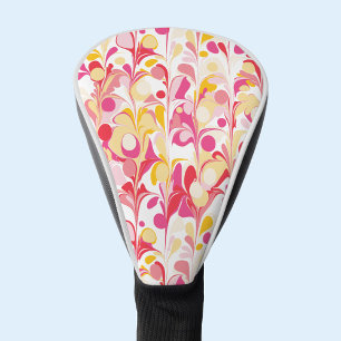 Abstract Retro Marble Pattern Pink Red Yellow Golf Head Cover