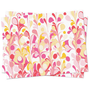 Abstract Retro Marble Pattern Pink Red Yellow Tissue Paper