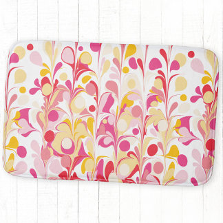Abstract Retro Marble Pattern Pink Yellow Red Bath Mat