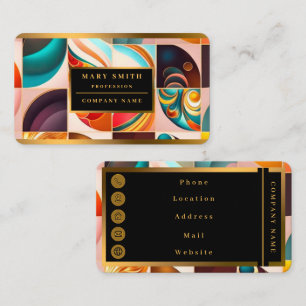 Abstract Retro Modern Squares Collection Business Card