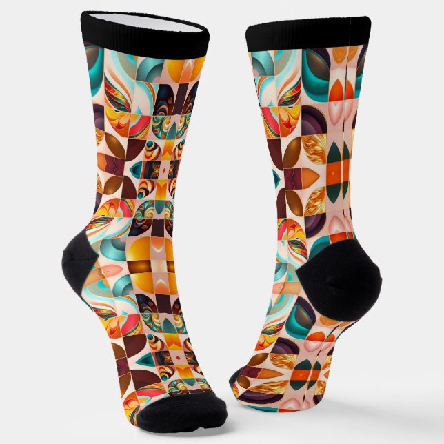 Abstract Retro Modern Squares Collection Socks (Angled)