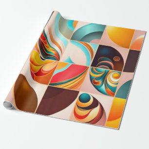 Abstract Retro Modern Squares Collection Wrapping Paper