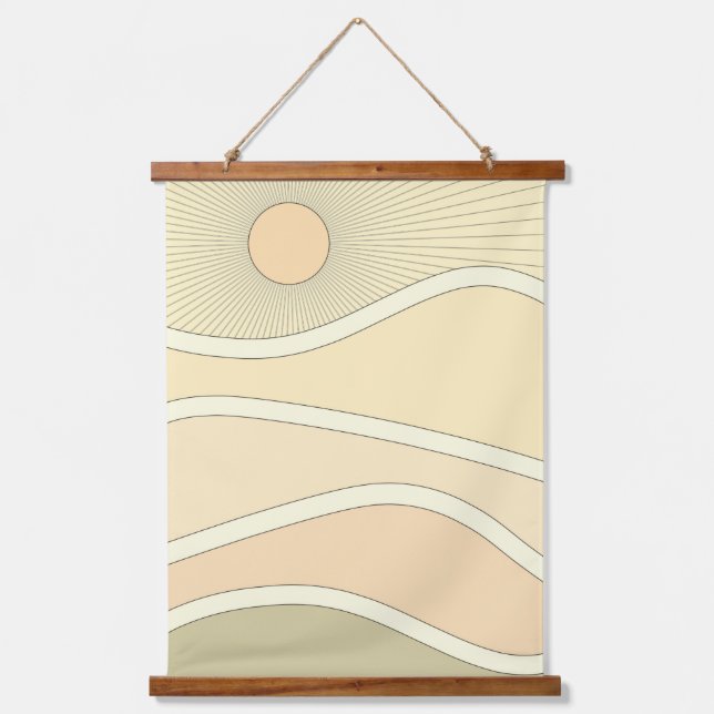 Abstract retro mountains sunset hanging tapestry (Front)