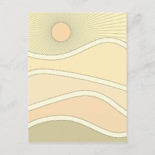 Abstract retro mountains sunset postcard