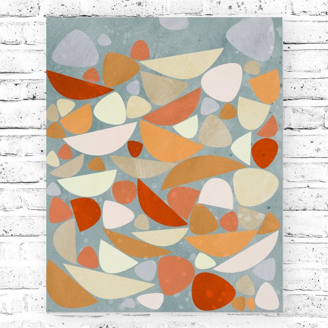 Abstract Retro Orange Poster (Abstract retro orange cream and sea foam art poster)