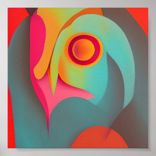 Abstract retro owl poster