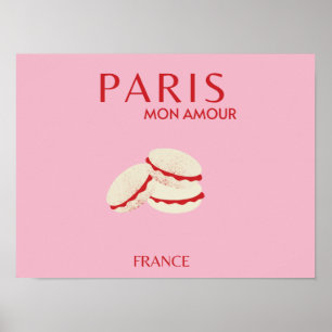 Abstract Retro Pastel Paris Pink Pastel Travel Art Poster