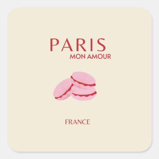 Abstract Retro Pastel Paris Travel Art Square Sticker (Front)