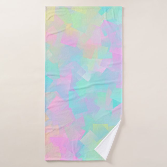 Abstract retro pattern of geometric shapes in pink bath towel (Bath Towel)