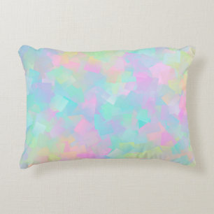 Abstract retro pattern of geometric shapes in pink decorative cushion