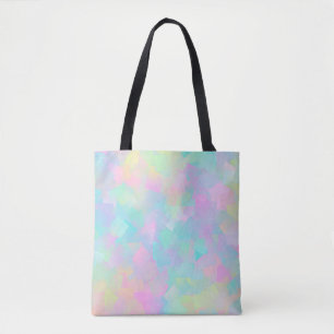 Abstract retro pattern of geometric shapes in pink tote bag
