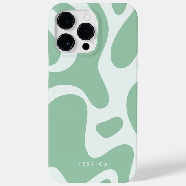 Abstract Retro Pattern Pastel Green Mint Case-Mate iPhone Case (Back)
