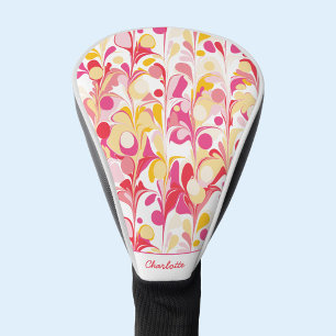 Abstract Retro Pattern Pink Personalised Golf Head Cover