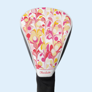 Abstract Retro Pattern Pink Personalised Golf Head Cover