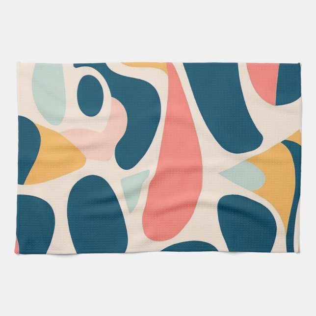 Abstract Retro Pattern Tea Towel (Horizontal)