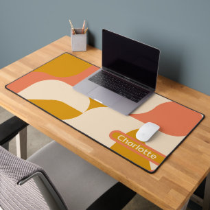 Abstract Retro Patterned Personalised Desk Mat