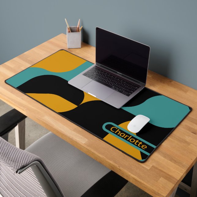 Abstract Retro Patterned Personalised Desk Mat (Office 2)