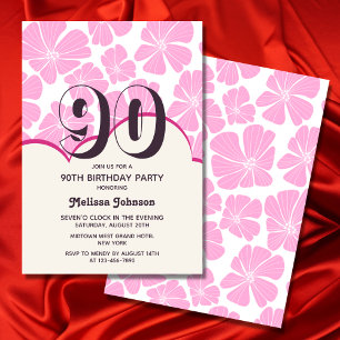 Abstract Retro Pink Chamomile Flower Birthday Invitation