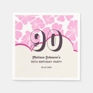 Abstract Retro Pink Chamomile Flower Birthday Napkin
