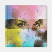 Abstract Retro Pop Art Square Magnet