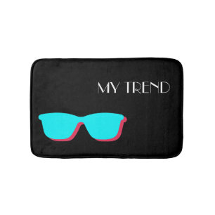 Abstract Retro Pop Art - Turquoise & Pink Glasses Bath Mat