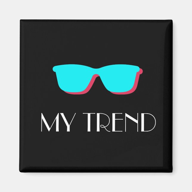 Abstract Retro Pop Art - Turquoise & Pink Glasses Magnet (Front)