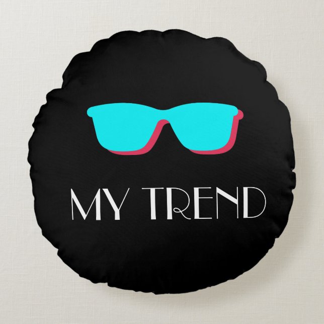 Abstract Retro Pop Art - Turquoise & Pink Glasses Round Cushion (Front)