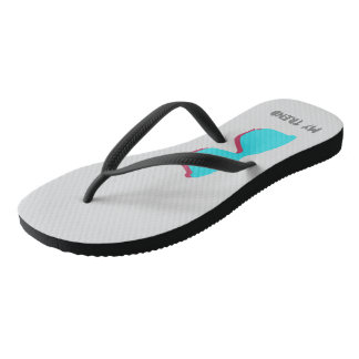 Abstract Retro Pop Art - Turquoise & Red Glasses Flip Flops