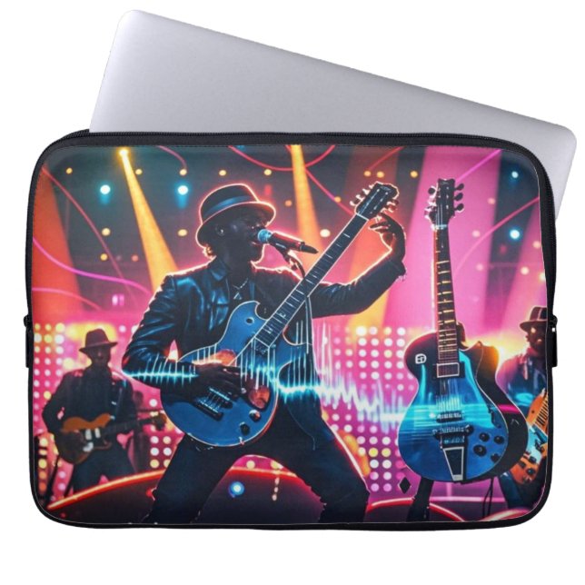 Abstract retro pop musical instruments laptop sleeve (Front)