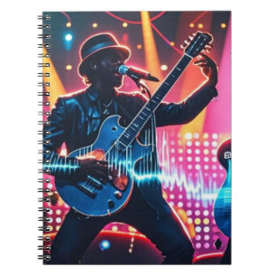 Abstract retro pop musical instruments notebook