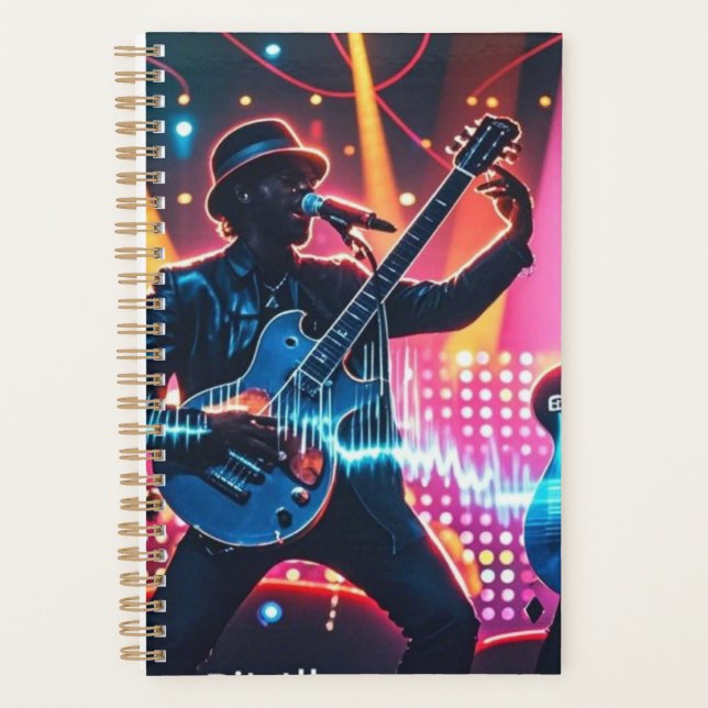 Abstract retro pop musical instruments planner (Front)