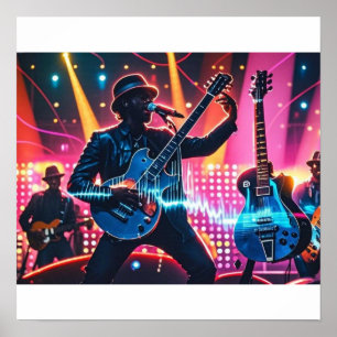 Abstract retro pop musical instruments poster