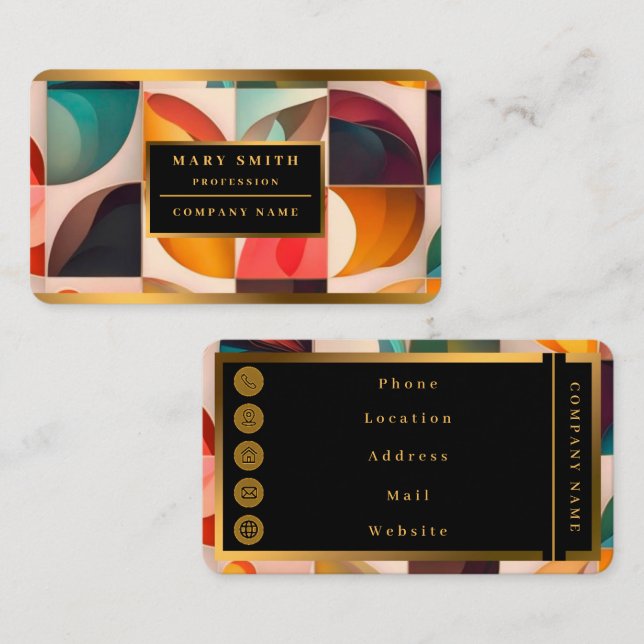 Abstract Retro Popular Squares Collection Business Card (Front/Back)