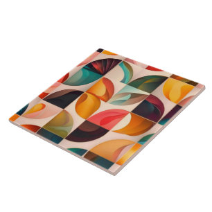 Abstract Retro Popular Squares Collection Tile