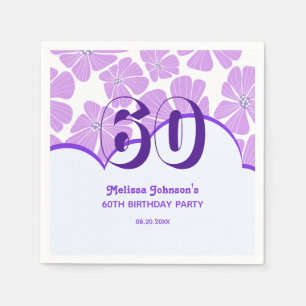 Abstract Retro Purple Chamomile Flower Birthday Napkin