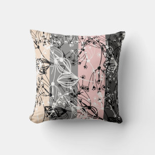 Abstract retro small flowers floral leaves branch cushion