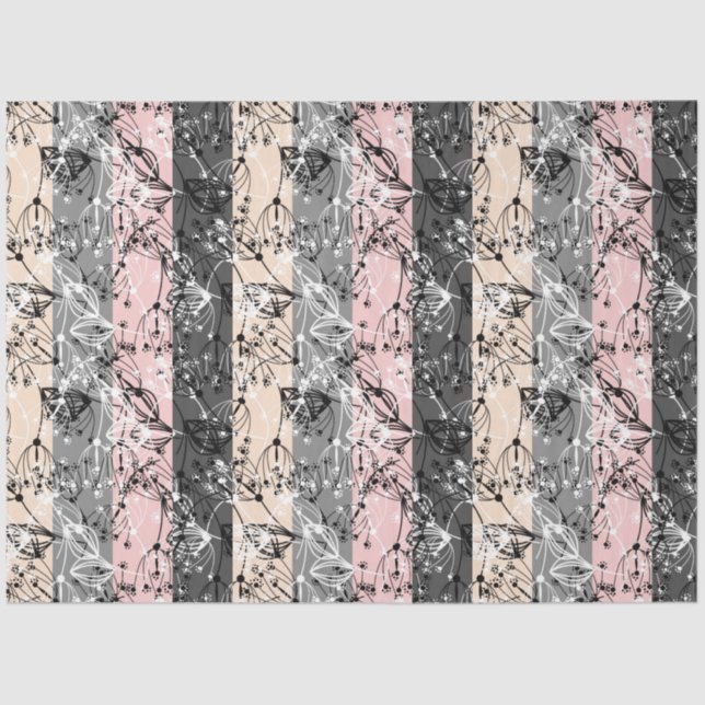 Abstract retro small flowers floral leaves branch tissue paper (Front)