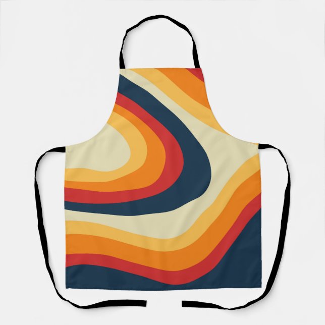 Abstract retro style waves design apron (Front)