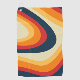 Abstract retro style waves design golf towel