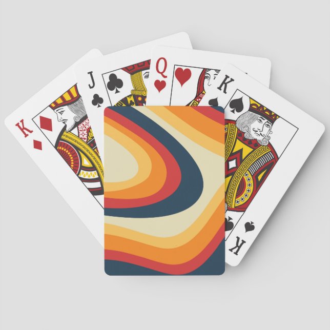 Abstract retro style waves design playing cards (Back)