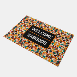 Abstract Retro Trendy Squares Collection Doormat