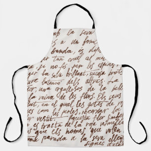 Abstract retro unreadable brown ink-written text. apron