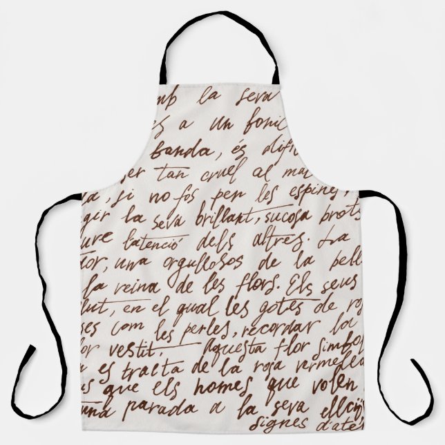 Abstract retro unreadable brown ink-written text.  apron (Front)